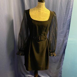 Black midi dress w/ tulle sleeves